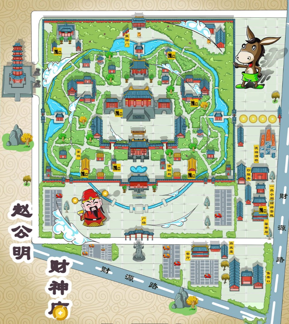 锦屏寺庙类手绘地图